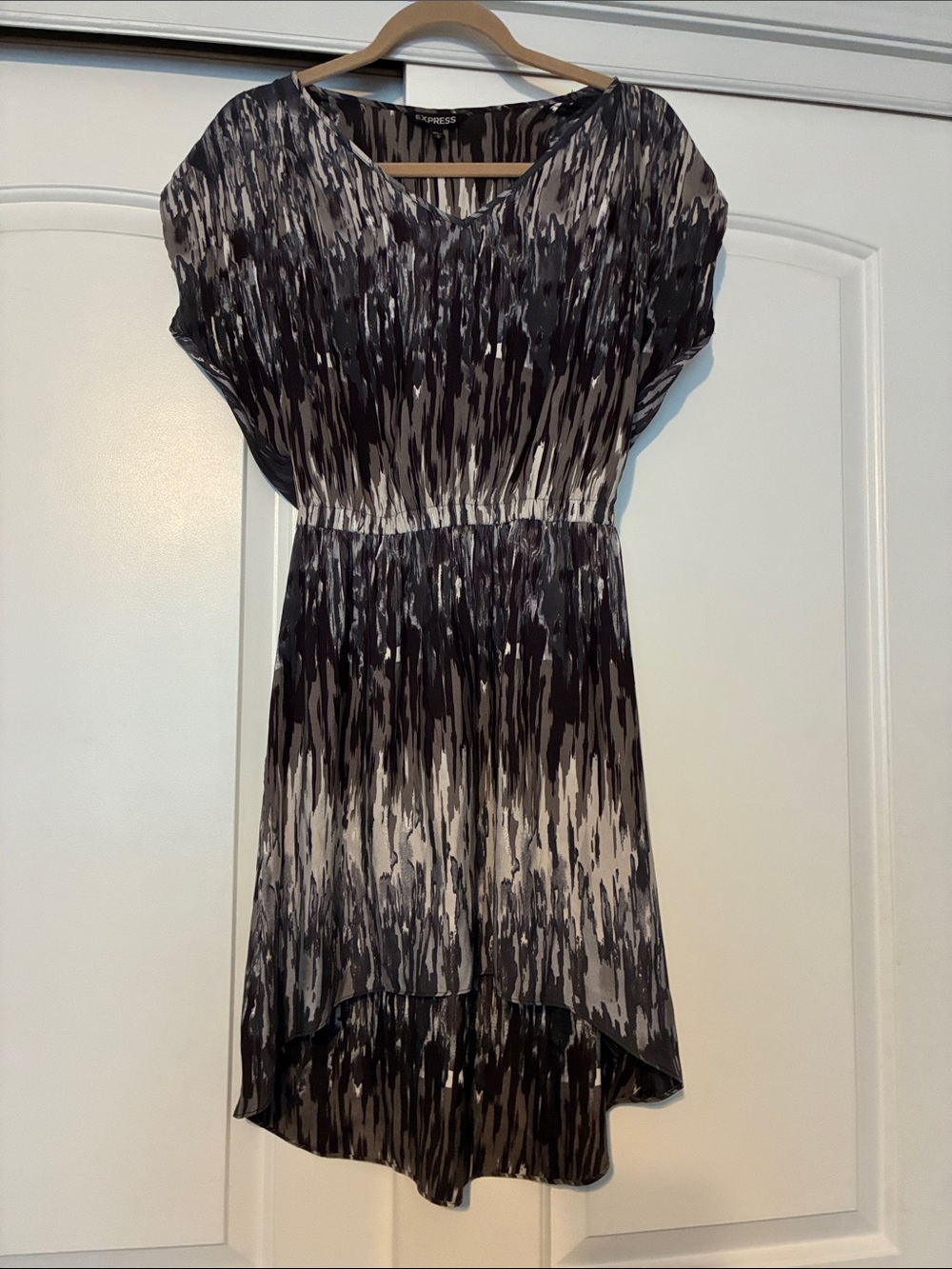 Y2K Express Black and White Abstract High-Low Dress